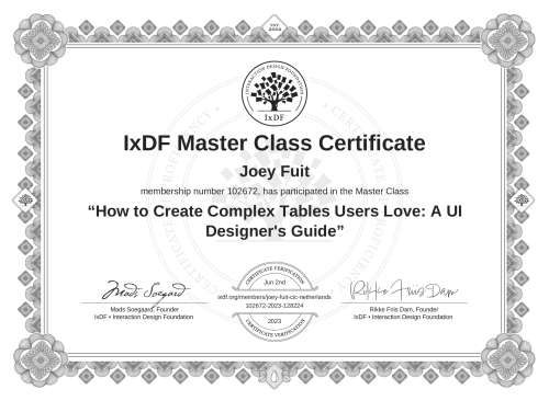 How to Create Complex Tables Users Love: A UI Designer's Guide certificate
