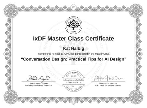 Conversation Design: Practical Tips for AI Design certificate