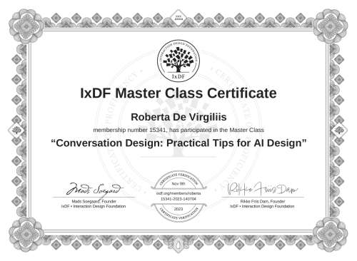 Conversation Design: Practical Tips for AI Design certificate