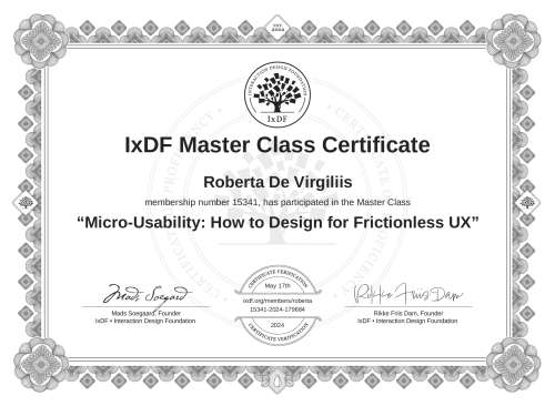 Micro-Usability: How to Design for Frictionless UX certificate