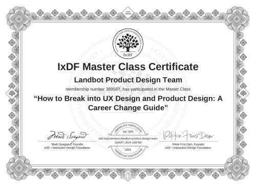 How to Break into UX Design and Product Design: A Career Change Guide certificate