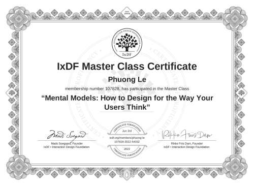Mental Models: How to Design for the Way Your Users Think certificate
