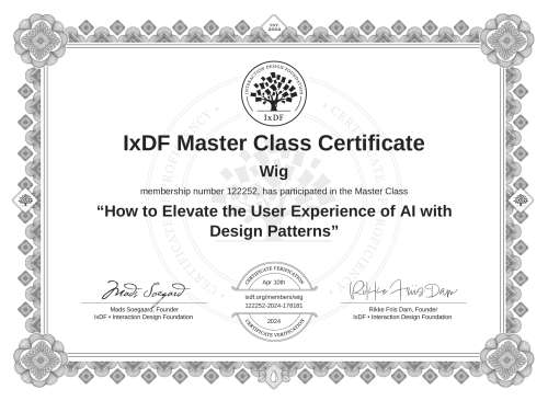 How to Elevate the User Experience of AI with Design Patterns certificate