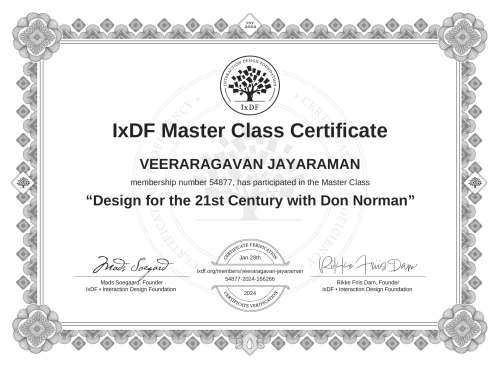 Design for the 21st Century with Don Norman certificate