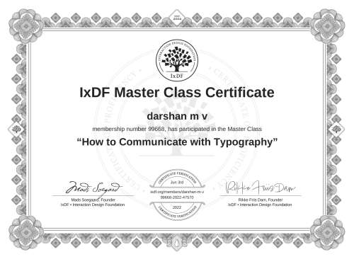 How to Communicate with Typography certificate