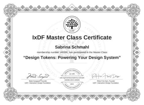 Design Tokens: Powering Your Design System certificate