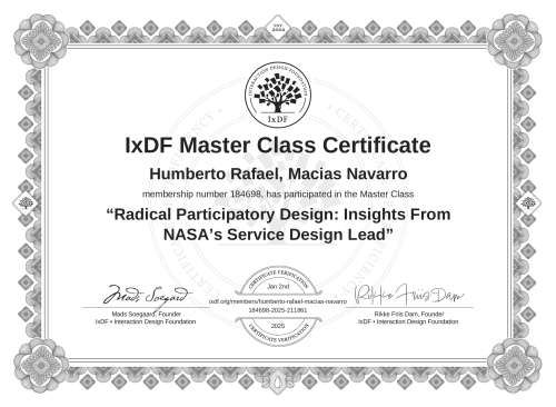 Radical Participatory Design: Insights From NASA’s Service Design Lead certificate
