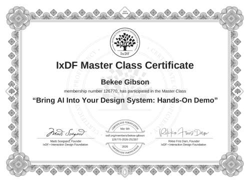 Bring AI Into Your Design System: Hands-On Demo certificate