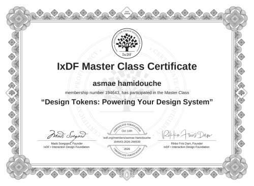 Design Tokens: Powering Your Design System certificate