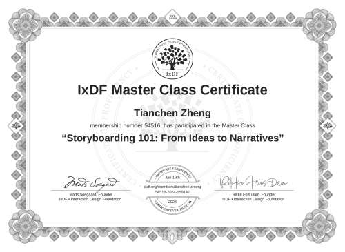 Storyboarding 101: From Ideas to Narratives certificate