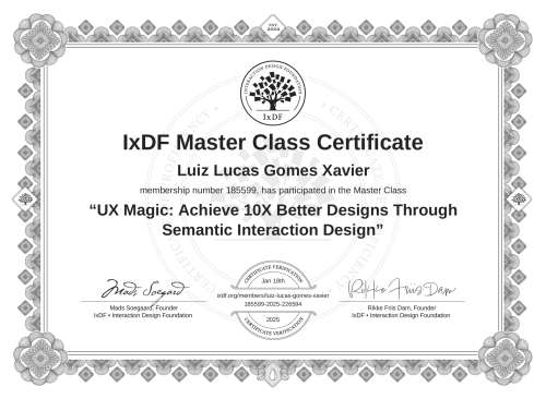 UX Magic: Achieve 10X Better Designs Through Semantic Interaction Design certificate