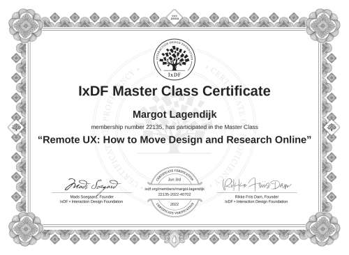 Remote UX: How to Move Design and Research Online certificate