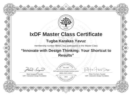 Innovate with Design Thinking: Your Shortcut to Results certificate