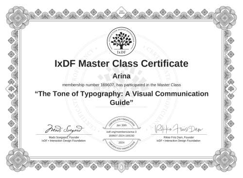 The Tone of Typography: A Visual Communication Guide certificate