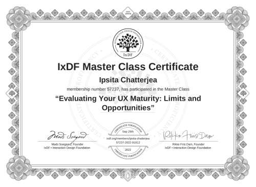 Evaluating Your UX Maturity: Limits and Opportunities certificate