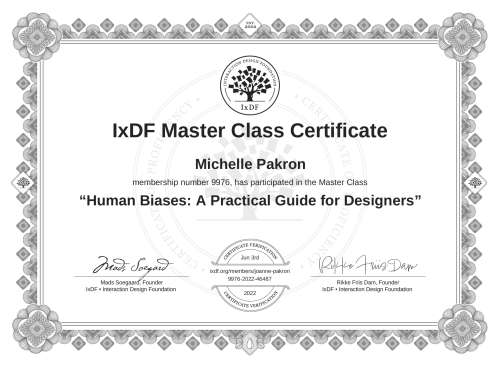 Human Biases: A Practical Guide for Designers certificate