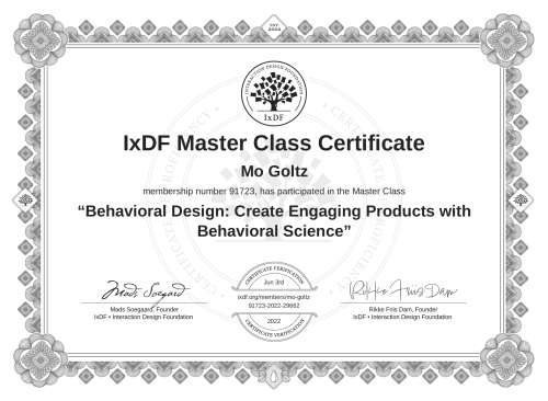 Behavioral Design: Create Engaging Products with Behavioral Science certificate
