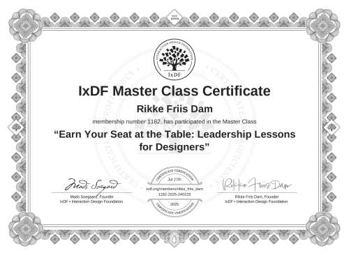 Earn Your Seat at the Table: Leadership Lessons for Designers certificate