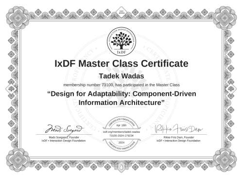 Design for Adaptability: Component-Driven Information Architecture certificate