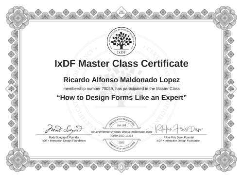 How to Design Forms Like an Expert certificate