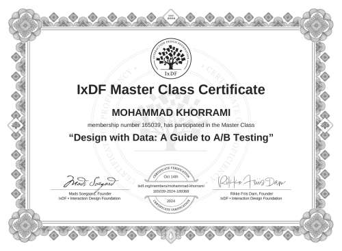 Design with Data: A Guide to A/B Testing certificate