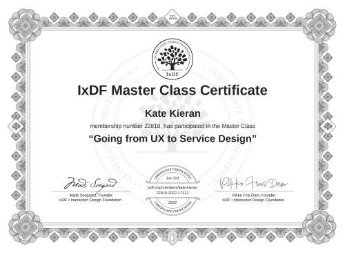 Going from UX to Service Design certificate