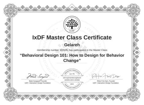Behavioral Design 101: How to Design for Behavior Change certificate