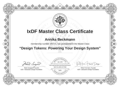 Design Tokens: Powering Your Design System certificate