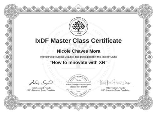 How to Innovate with XR certificate