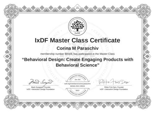 Behavioral Design: Create Engaging Products with Behavioral Science certificate