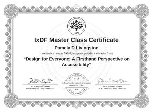 Design for Everyone: A Firsthand Perspective on Accessibility certificate