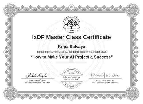 How to Make Your AI Project a Success certificate