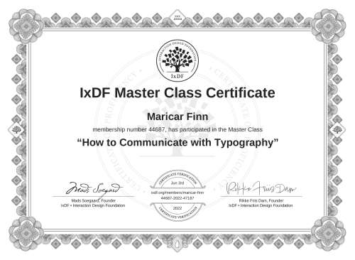 How to Communicate with Typography certificate