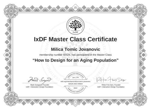 How to Design for an Aging Population certificate