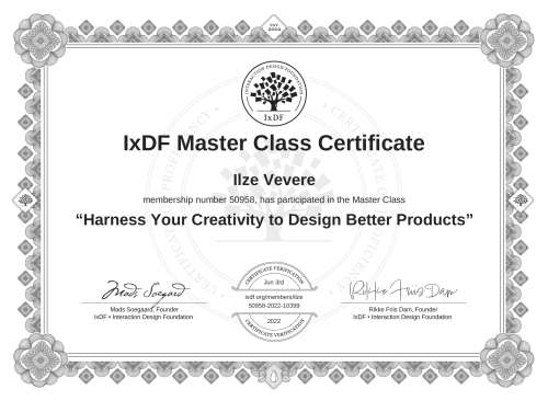 Harness Your Creativity to Design Better Products certificate