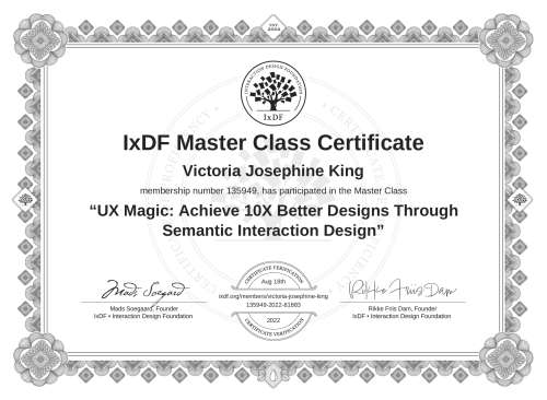 UX Magic: Achieve 10X Better Designs Through Semantic Interaction Design certificate
