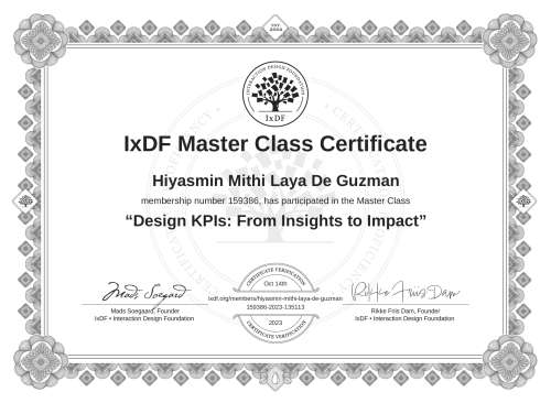 Design KPIs: From Insights to Impact certificate