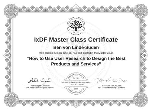 How to Use User Research to Design the Best Products and Services certificate
