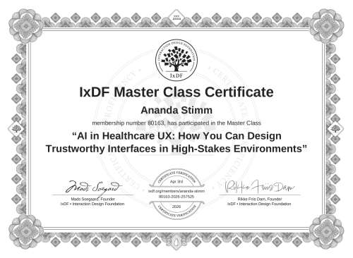 AI in Healthcare UX: How You Can Design Trustworthy Interfaces in High-Stakes Environments certificate