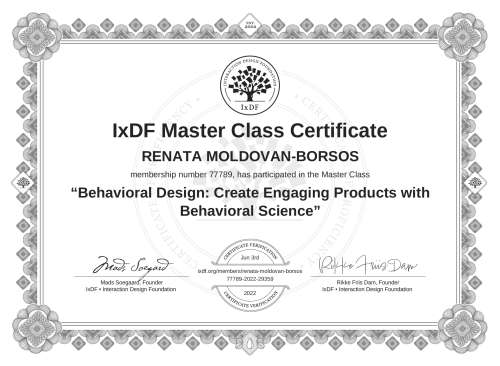 Behavioral Design: Create Engaging Products with Behavioral Science certificate