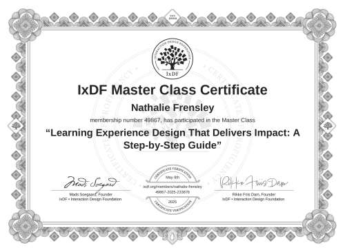 Learning Experience Design That Delivers Impact: A Step-by-Step Guide certificate