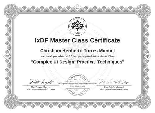 Complex UI Design: Practical Techniques certificate