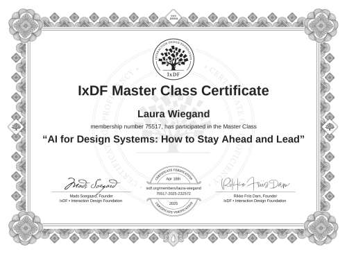 AI for Design Systems: How to Stay Ahead and Lead certificate