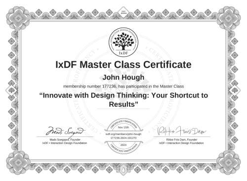 Innovate with Design Thinking: Your Shortcut to Results certificate