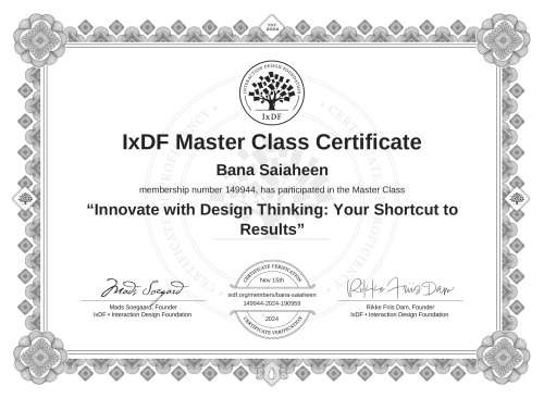 Innovate with Design Thinking: Your Shortcut to Results certificate