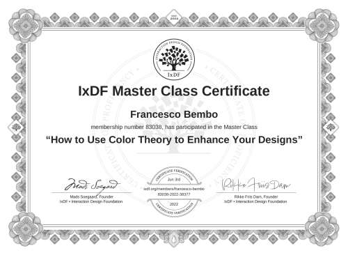 How to Use Color Theory to Enhance Your Designs certificate