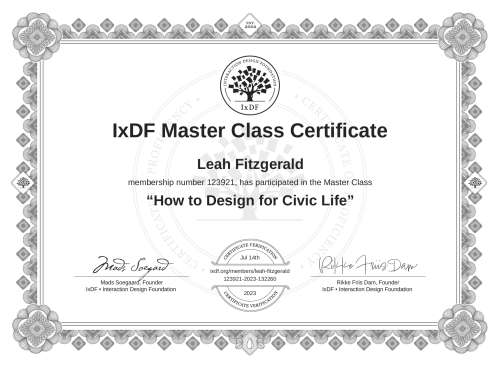 How to Design for Civic Life certificate