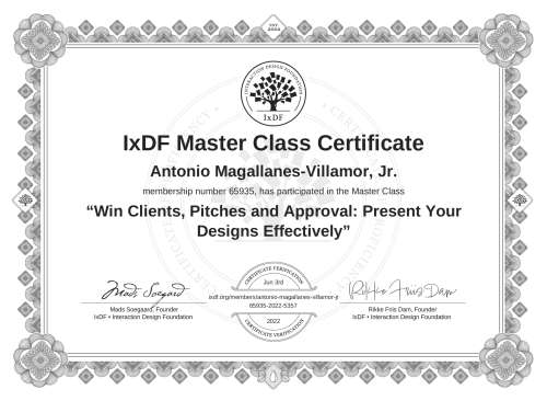 Win Clients, Pitches and Approval: Present Your Designs Effectively certificate