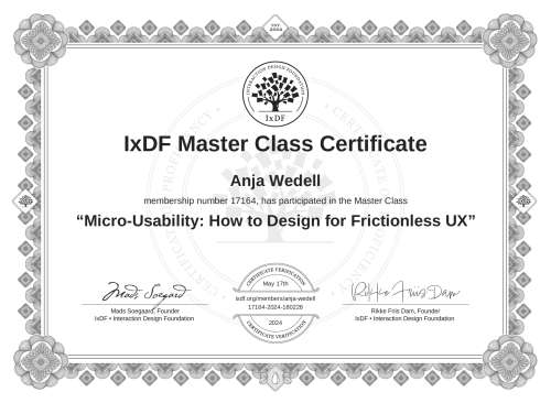 Micro-Usability: How to Design for Frictionless UX certificate