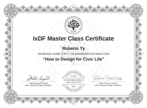 How to Design for Civic Life certificate